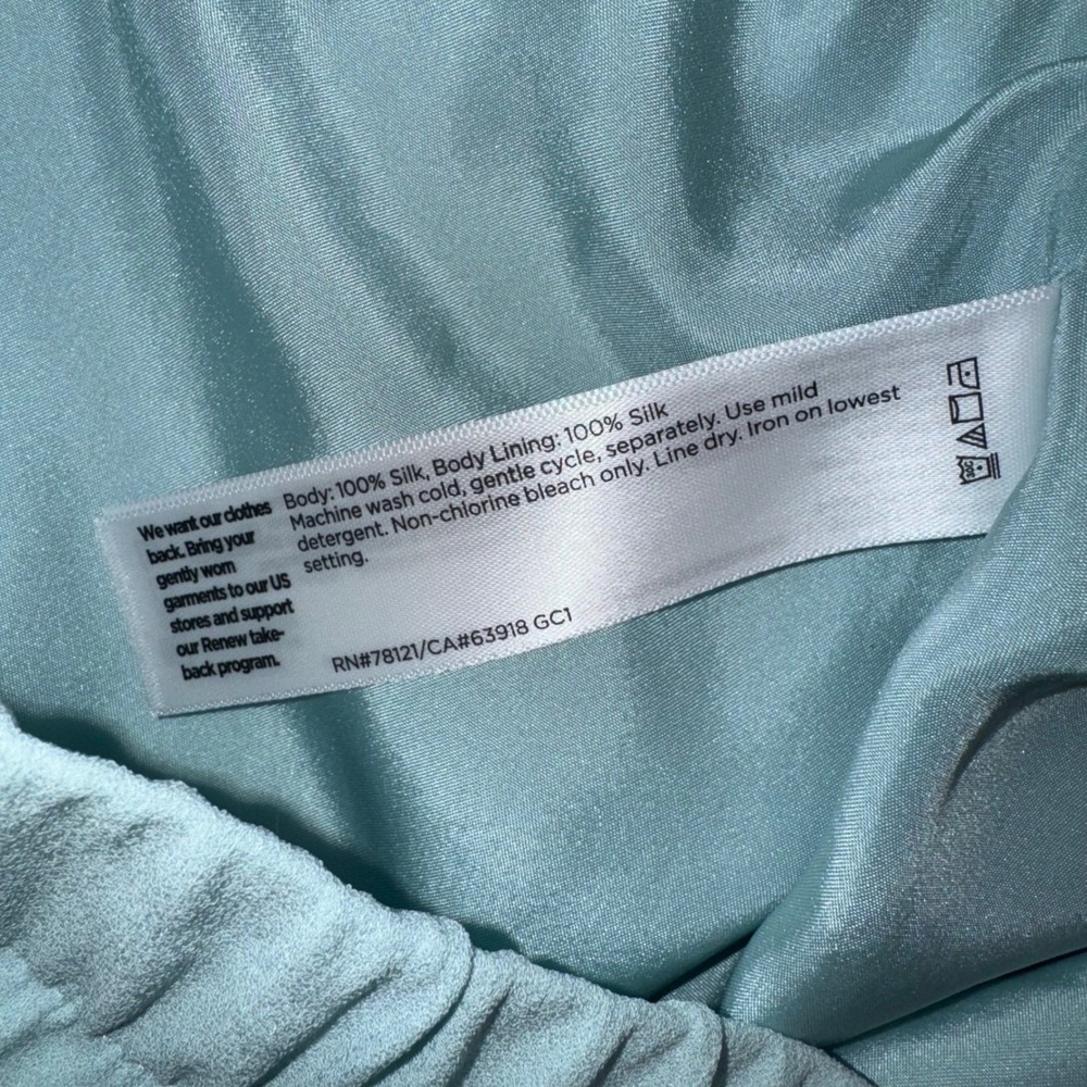 Eileen Fisher Silk Georgette Crepe Wide Leg Ankle Pull On Pants Small Pool NEW - Picture 9 of 9